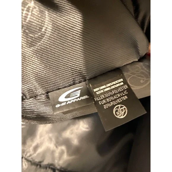 Sean John Mens Bomber Jacket Sz 2x Black Faux Fur Brown Collar Heavy Duty Vented - Picture 9 of 12